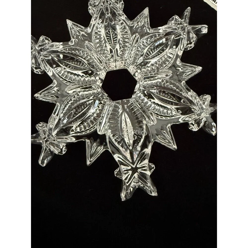 Waterford Crystal Snow Flake Pierced 2008 Christmas Ornament Enhancer 3.5in